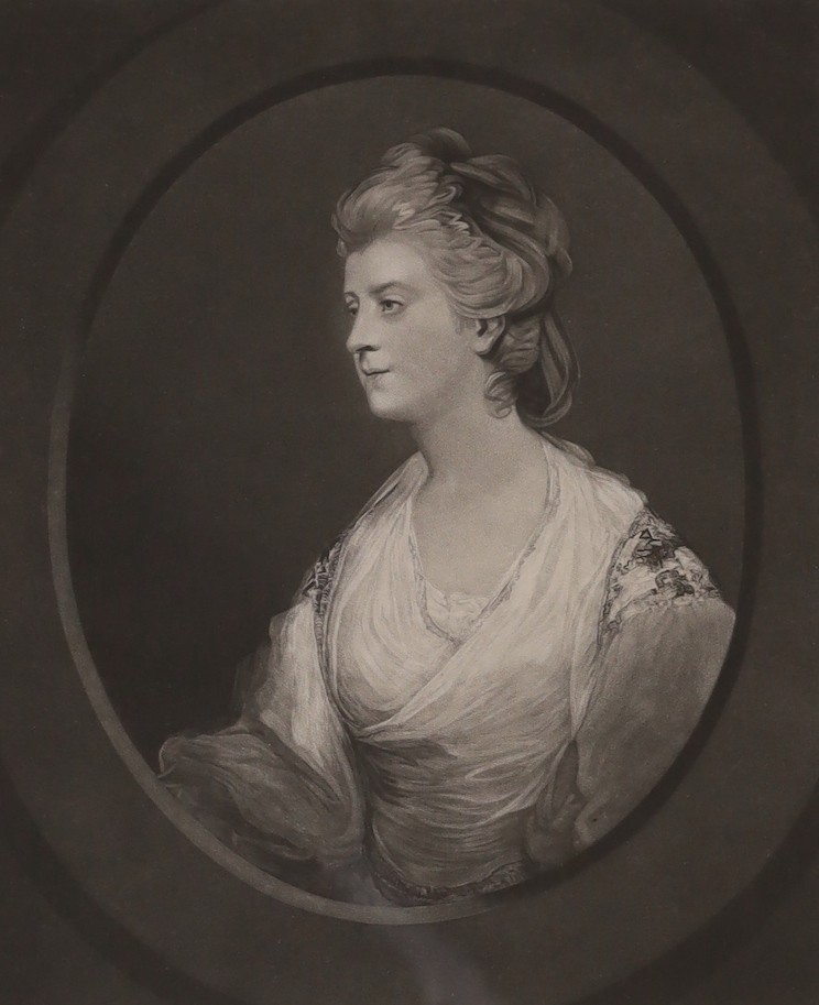 After Sir Joshua Reynolds, mezzotint, Emilia Duchess of Leinster, engraved by W. Dickinson, 33 x 28cm